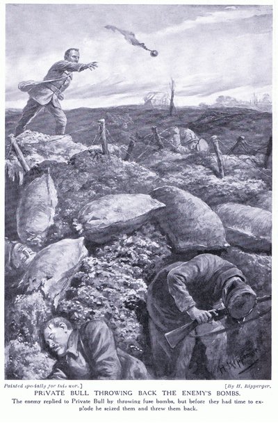 Private Bull Bombing the Enemy Under Heavy Fire by H. Ripperger